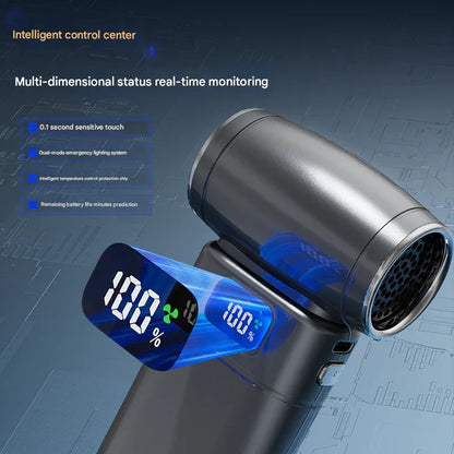 Black Portable High-Speed Turbo Fan & Air Duster - 130,000 RPM Brushless Motor, Rechargeable Blower - Mekamart Australia