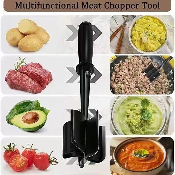 3-pieces Red Premium Heat Resistant Meat Chopper - Ground Meat Masher Utensil for Hamburger & Non-Stick Pans - Mekamart Australia