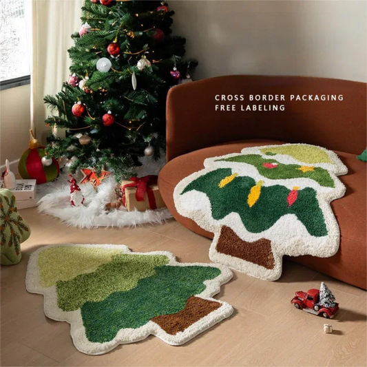 Pink Santa Claus Festive Christmas Shaped Floor Mat - Plush Non-Slip Holiday Accent Rug - Mekamart Australia