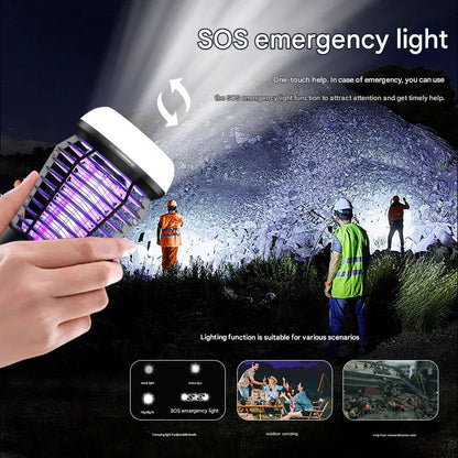 White Rechargeable 3-in-1 Bug Zapper Lantern - Portable UV Mosquito Killer with Camping Light & SOS Mode - Mekamart Australia