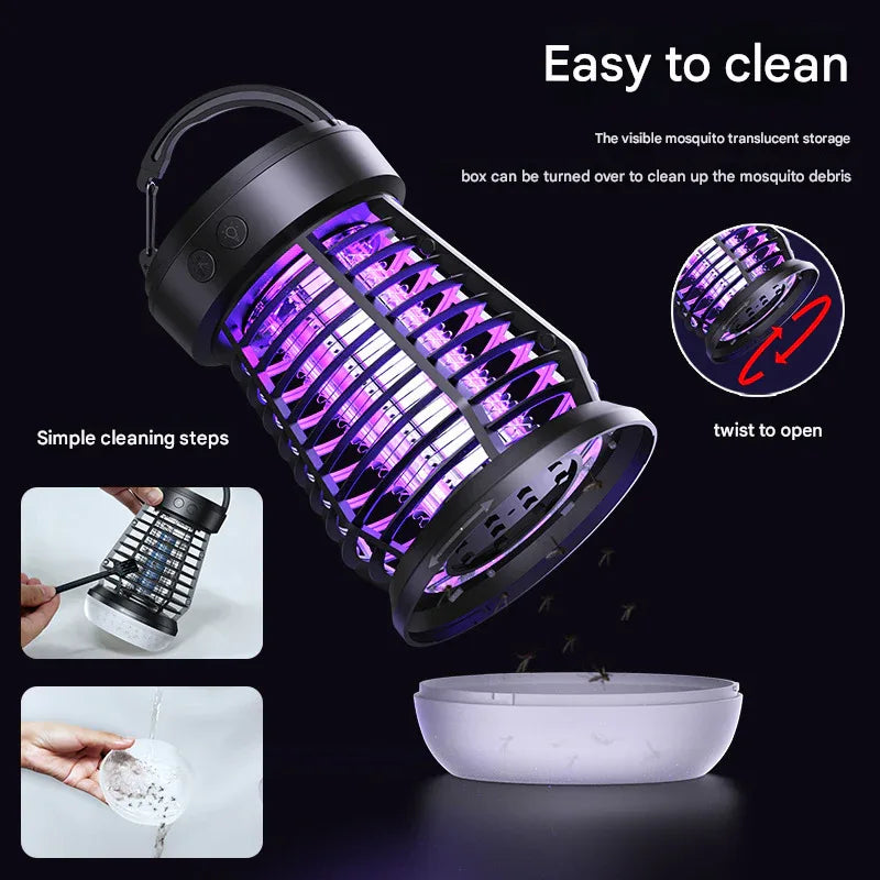 White Rechargeable 3-in-1 Bug Zapper Lantern - Portable UV Mosquito Killer with Camping Light & SOS Mode - Mekamart Australia