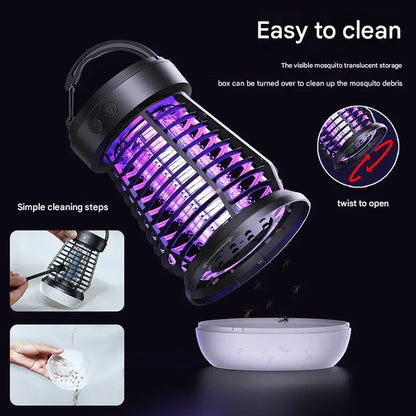 White Rechargeable 3-in-1 Bug Zapper Lantern - Portable UV Mosquito Killer with Camping Light & SOS Mode - Mekamart Australia