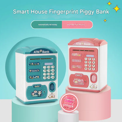 Pink Mouse baby Kids Smart ATM Piggy Bank - Automatic Bill Scroll, Password & Fingerprint Unlock with Fun Features - Mekamart Australia