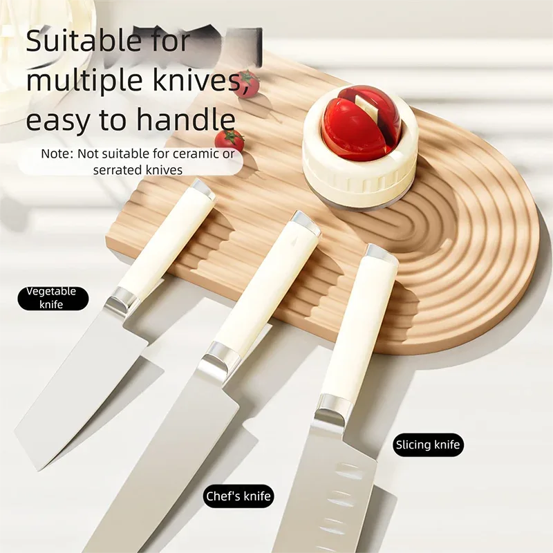 4 Pcs Black Powerful Suction Kitchen Knife Sharpener - Tungsten Steel Fast Sharpening Tool for Household Knives & Scissors - Mekamart Australia