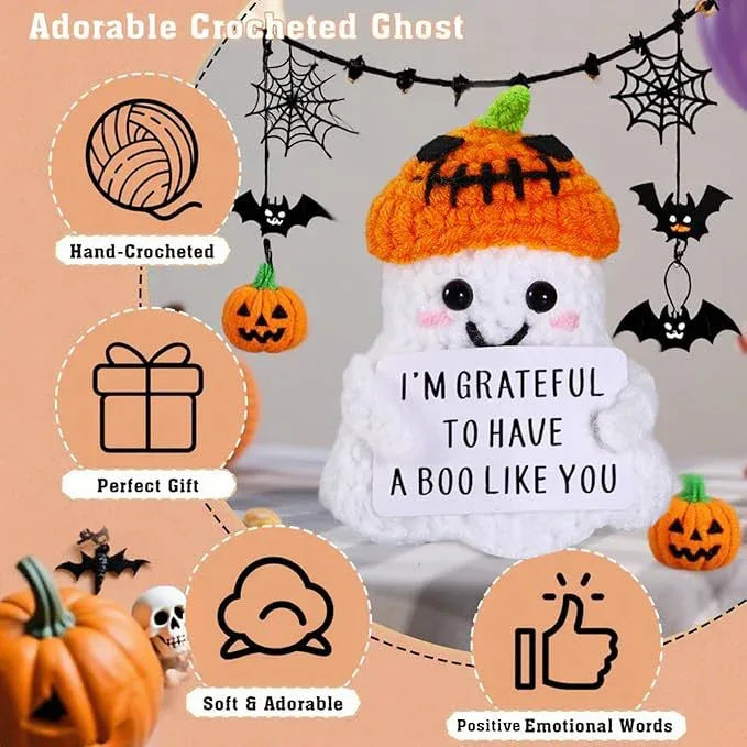 2 PCS White Spooky & Sweet: Handmade Crocheted Ghost Doll - Halloween Party & Home Decor Gift(B) - Mekamart Australia