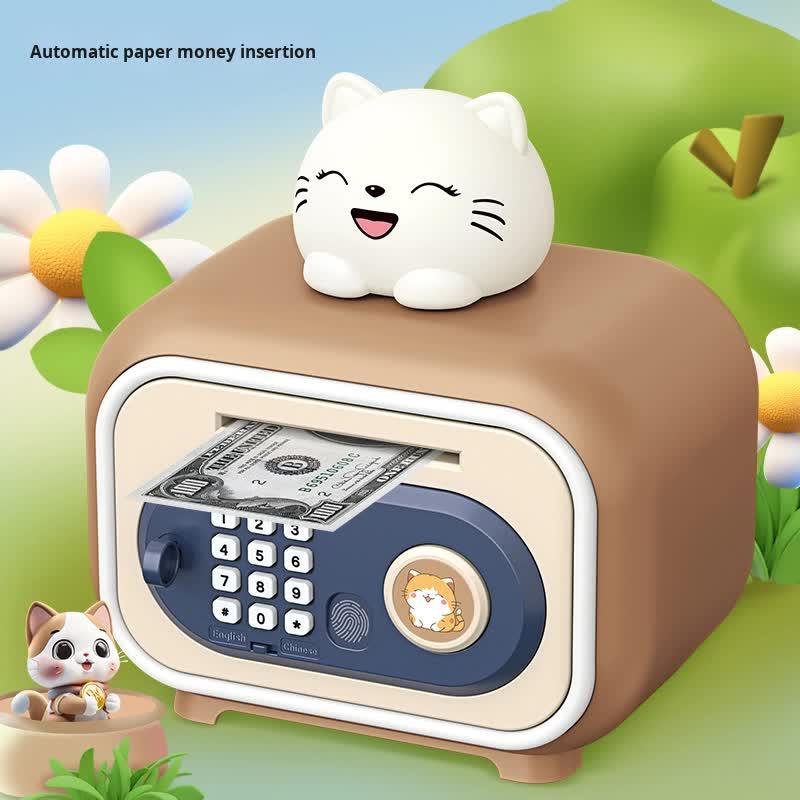 Red Electronic Piggy Bank Safe for Kids - Automatic Rolling Money Box with PIN & Fingerprint Lock - Mekamart Australia