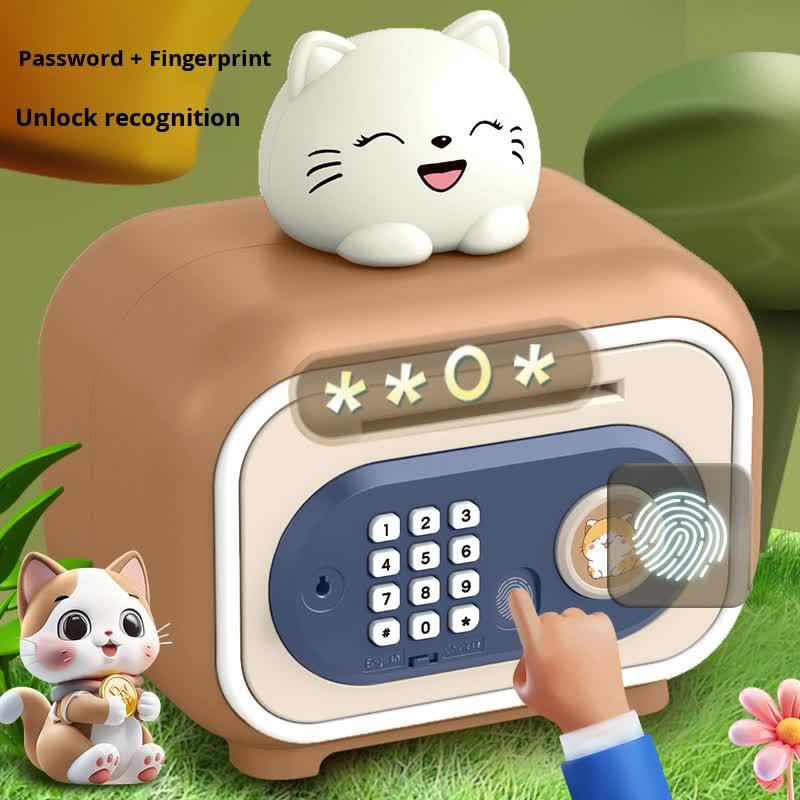 Brown Electronic Piggy Bank Safe for Kids - Automatic Rolling Money Box with PIN & Fingerprint Lock - Mekamart Australia
