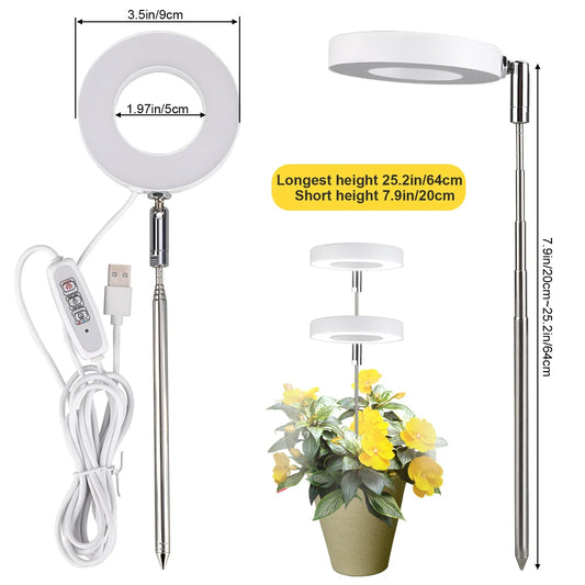 White Full Spectrum LED Grow Light with Telescopic Stake for Indoor Plants - Mekamart Australia