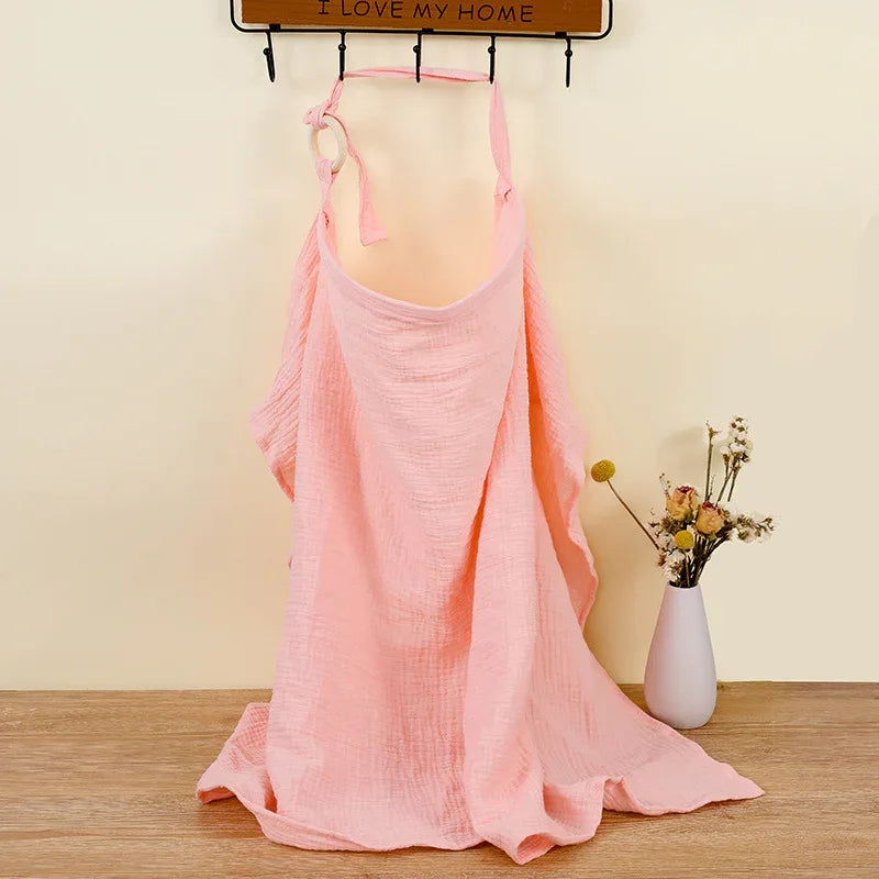 Pink Soft Muslin Cotton Nursing Cover - Breathable Breastfeeding Apron for Privacy - Mekamart Australia