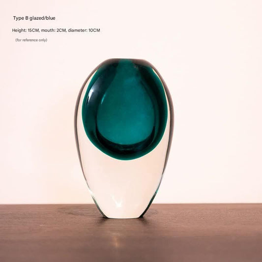 Artistic Teardrop Glass Vase - Handcrafted Glazed Finish for Hydroponics & Floral Decor(blue) - Mekamart Australia