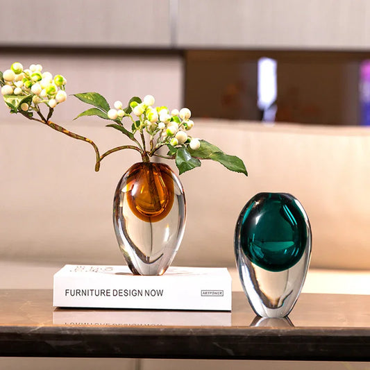 Artistic Teardrop Glass Vase - Handcrafted Glazed Finish for Hydroponics & Floral Decor(blue) - Mekamart Australia