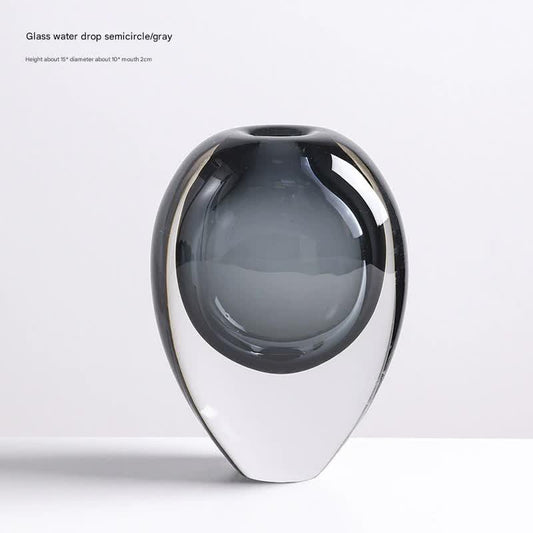 Artistic Teardrop Glass Vase - Handcrafted Glazed Finish for Hydroponics & Floral Decor(grey) - Mekamart Australia
