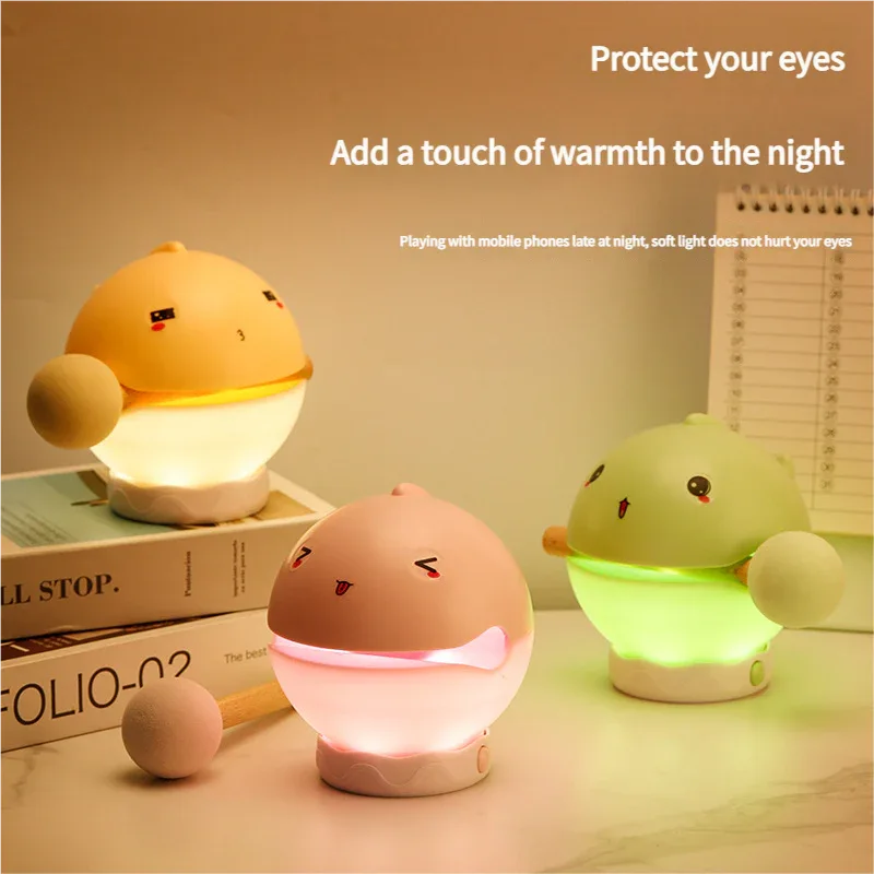 Portable rechargeable tapping control night light- 3-Level Dimmable Bedside Lamp(pink) - Mekamart Australia