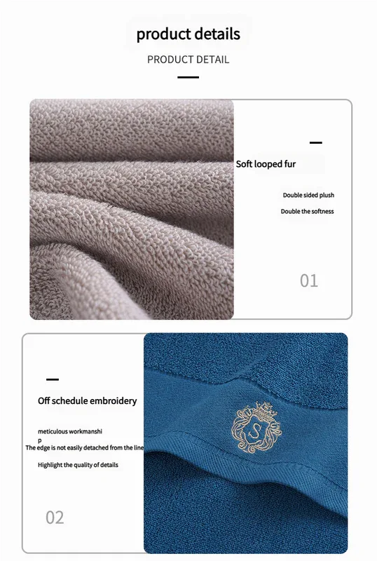 Premium Absorbent Cotton Towel Set - Soft Bath & Hand Towels with Double-Sided Plush(light gray) - Mekamart Australia