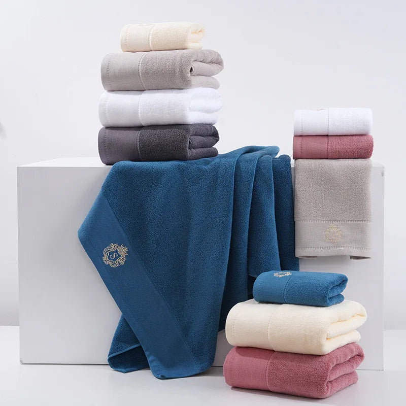 Premium Absorbent Cotton Towel Set - Soft Bath & Hand Towels with Double-Sided Plush(dark grey) - Mekamart Australia