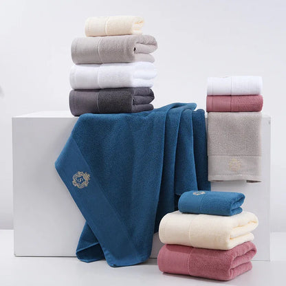 Premium Absorbent Cotton Towel Set - Soft Bath & Hand Towels with Double-Sided Plush(blue) - Mekamart Australia