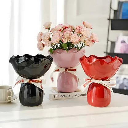 Handcrafted Minimalist Ceramic Vase - Artistic Home Decor Centerpiece(white) - Mekamart Australia