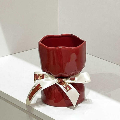 Artisan Handcrafted Ceramic Vase - Minimalist Home Decor with Stable Base(white) - Mekamart Australia