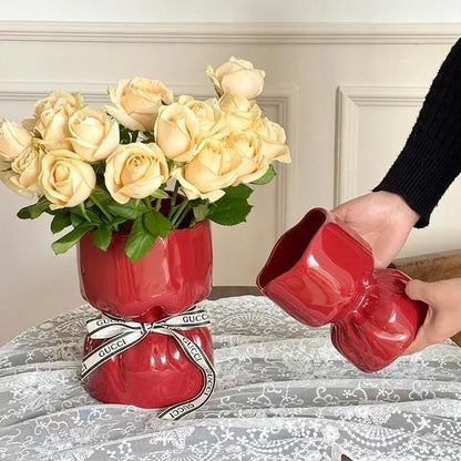 Artisan Handcrafted Ceramic Vase - Minimalist Home Decor with Stable Base(white) - Mekamart Australia