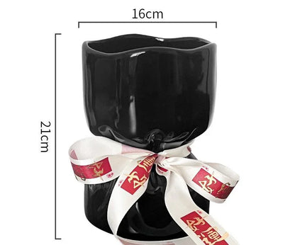 Artisan Handcrafted Ceramic Vase - Minimalist Home Decor with Stable Base(black) - Mekamart Australia
