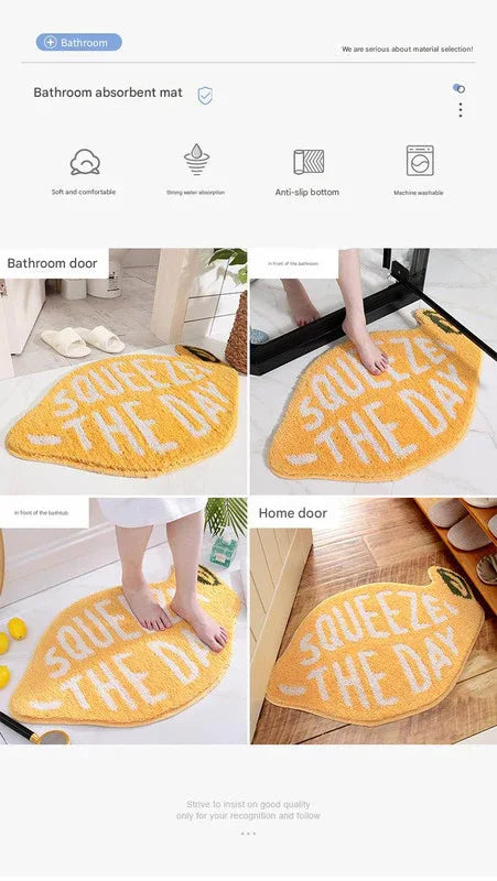 Super Absorbent Microfiber Bath Mat - Non-Slip TPR Backing, Machine Washable, Fun Fruit Designs(Pink peach 55*63cm) - Mekamart Australia
