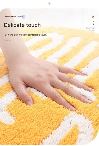 Super Absorbent Microfiber Bath Mat - Non-Slip TPR Backing, Machine Washable, Fun Fruit Designs(Pink peach 55*63cm) - Mekamart Australia
