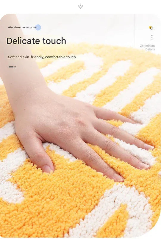 Super Absorbent Microfiber Bath Mat - Non-Slip TPR Backing, Machine Washable, Fun Fruit Designs(Red apple 50*60cm) - Mekamart Australia