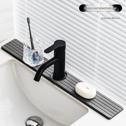 Diatom Mud Faucet Splash Guard & Absorbent Mat - Quick Dry, Non-Slip Sink Organizer(dark grey) - Mekamart Australia