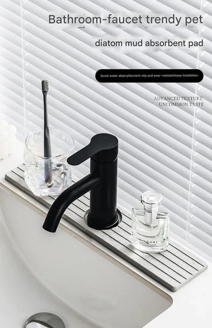 Diatom Mud Faucet Splash Guard & Absorbent Mat - Quick Dry, Non-Slip Sink Organizer(dark grey) - Mekamart Australia