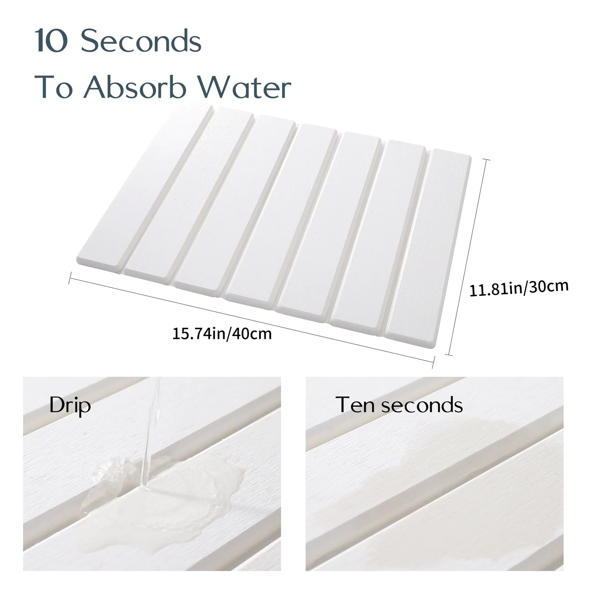Folding Diatomaceous Earth Countertop Drain Mat - Quick Dry, Non-Slip & Easy Clean Absorbent Pad(light grey) - Mekamart Australia