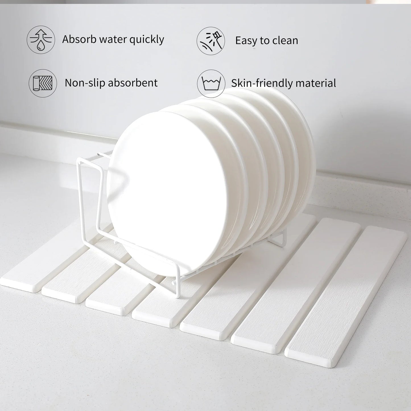 Folding Diatomaceous Earth Countertop Drain Mat - Quick Dry, Non-Slip & Easy Clean Absorbent Pad(light grey) - Mekamart Australia