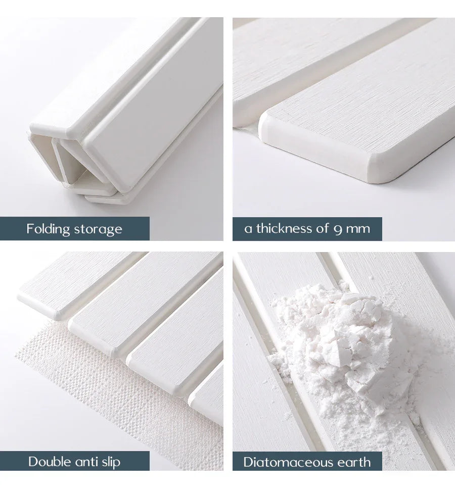 Folding Diatomaceous Earth Countertop Drain Mat - Quick Dry, Non-Slip & Easy Clean Absorbent Pad(light grey) - Mekamart Australia