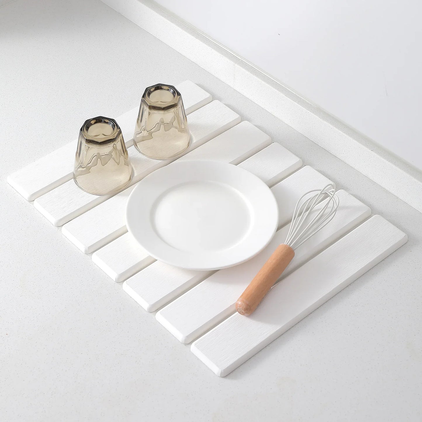Folding Diatomaceous Earth Countertop Drain Mat - Quick Dry, Non-Slip & Easy Clean Absorbent Pad(dark grey) - Mekamart Australia