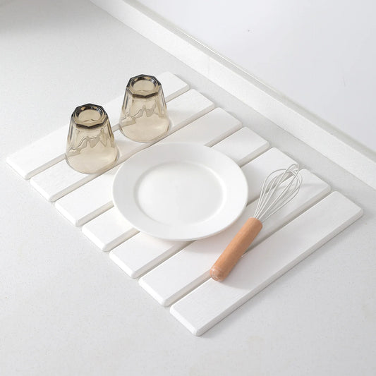 Folding Diatomaceous Earth Countertop Drain Mat - Quick Dry, Non-Slip & Easy Clean Absorbent Pad(dark grey) - Mekamart Australia