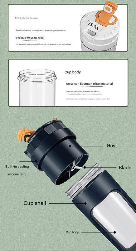 Large 600ML Portable Blender - USB-C Rechargeable Smoothie Maker with 4 Stainless Steel Blades(green) - Mekamart Australia