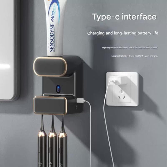 Automatic Toothpaste Dispenser with UVC Toothbrush Sterilizer & Holder - Wall Mounted, Rechargeable(green) - Mekamart Australia