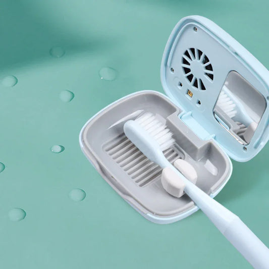 Portable UVC Toothbrush Sterilizer Case with Drying Fan - USB-C Rechargeable, 5-Minute Fast Disinfection(blue) - Mekamart Australia