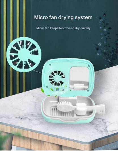 Portable UVC Toothbrush Sterilizer Case with Drying Fan - USB-C Rechargeable, 5-Minute Fast Disinfection(white) - Mekamart Australia