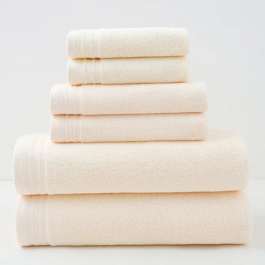 Luxury Combed Cotton Towel Collection - Highly Absorbent, Soft & Durable for Bath, Hand, and Face(Beige) - Mekamart Australia