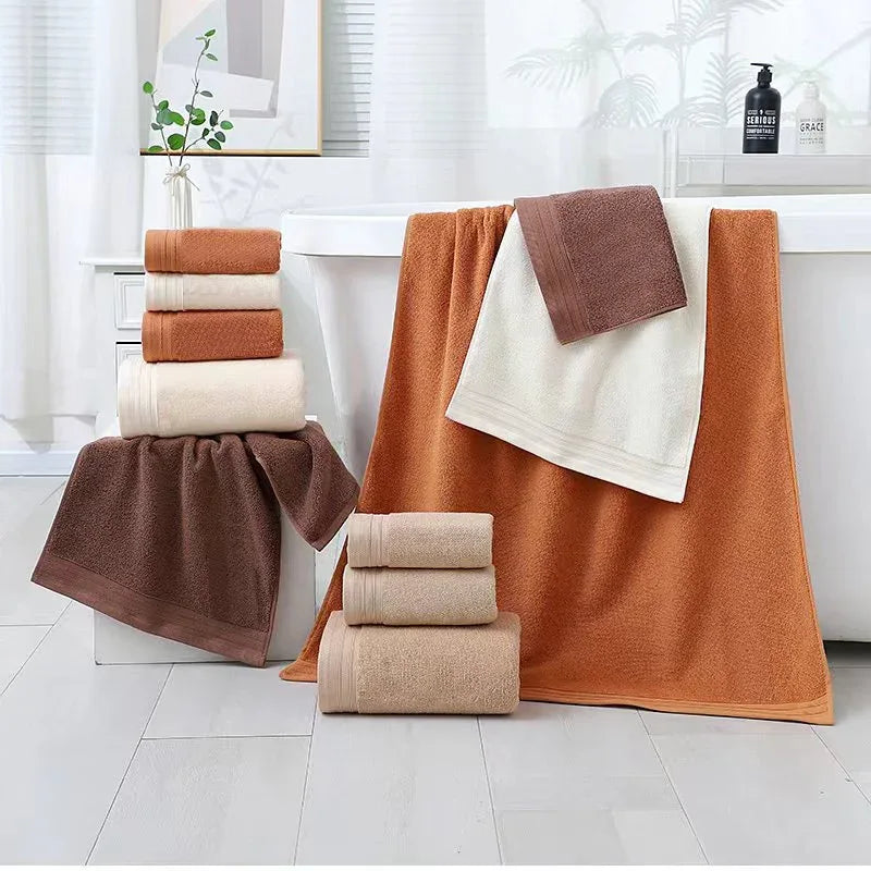 Luxury Combed Cotton Towel Collection - Highly Absorbent, Soft & Durable for Bath, Hand, and Face(Caramel) - Mekamart Australia