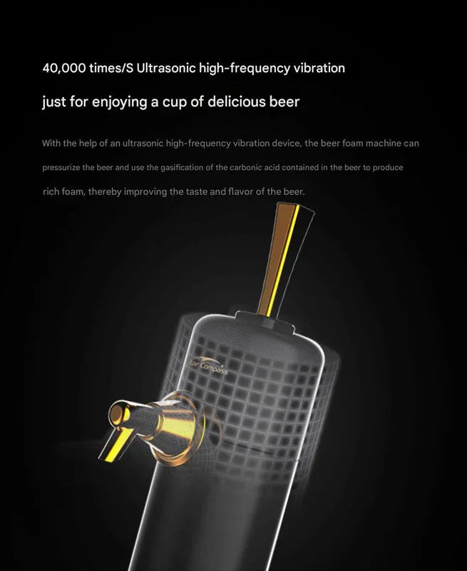 Ultrasonic Beer Foam Creator & Dispenser - Portable Tap for Canned & Bottled Beer with Cooling System(black) - Mekamart Australia