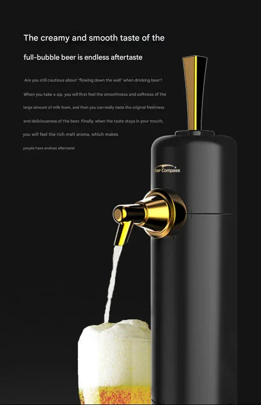 Ultrasonic Beer Foam Creator & Dispenser - Portable Tap for Canned & Bottled Beer with Cooling System(black) - Mekamart Australia