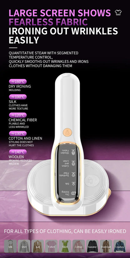 Portable Handheld Garment Steamer & Mini Iron - Smart Temperature Control, Rapid Heating & Powerful Steam for All Fabrics(White) - Mekamart Australia