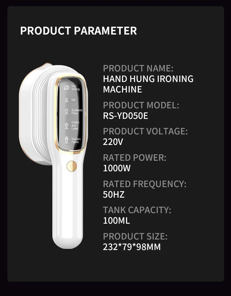 Portable Handheld Garment Steamer & Mini Iron - Smart Temperature Control, Rapid Heating & Powerful Steam for All Fabrics(White) - Mekamart Australia