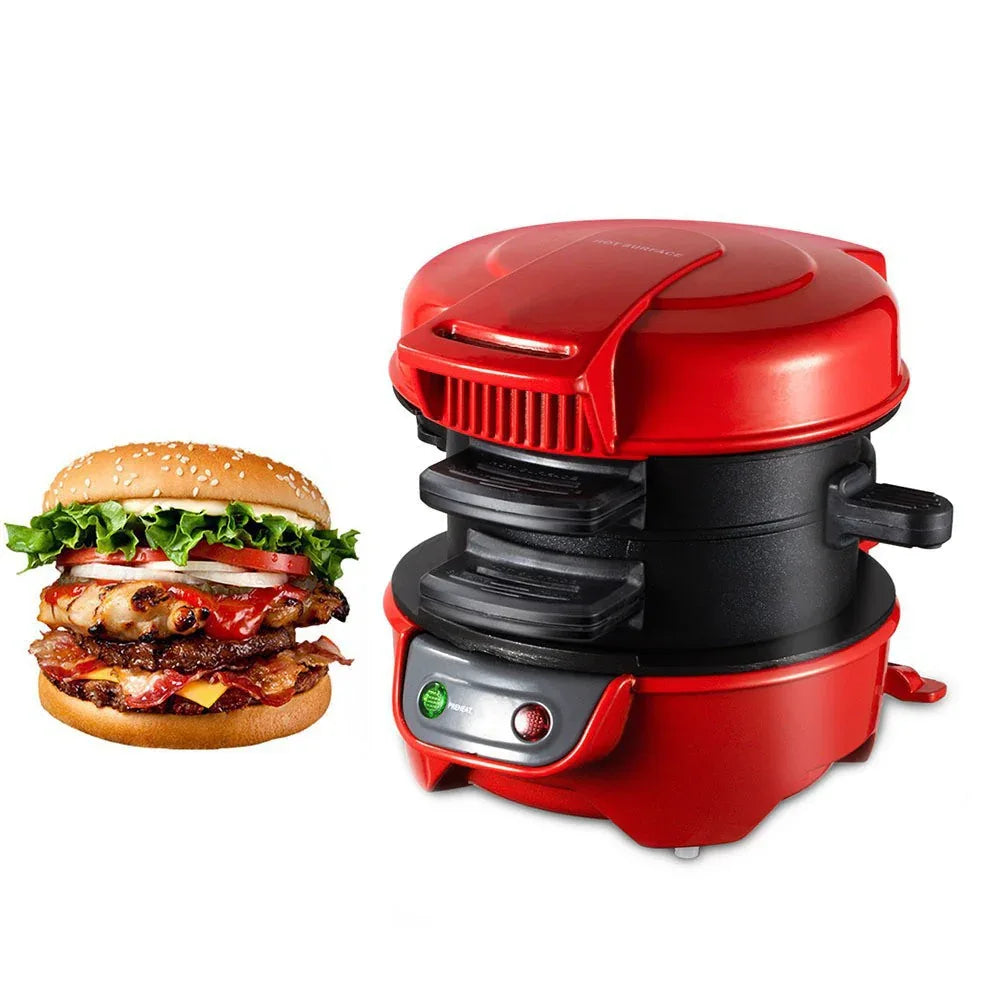 Quick & Easy Multi-Layer Sandwich & Burger Maker with Egg Cooker Plate(red) - Mekamart Australia