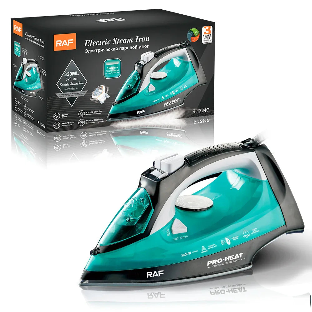 Powerful 2200W Electric Steam Iron with Ceramic Soleplate & Vertical Steam Function(green) - Mekamart Australia