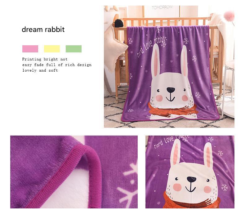 Ultra-Soft Kids Plush Fleece Blanket - Cozy Cartoon Animal Throw for All Seasons (Rabbit) - Mekamart Australia