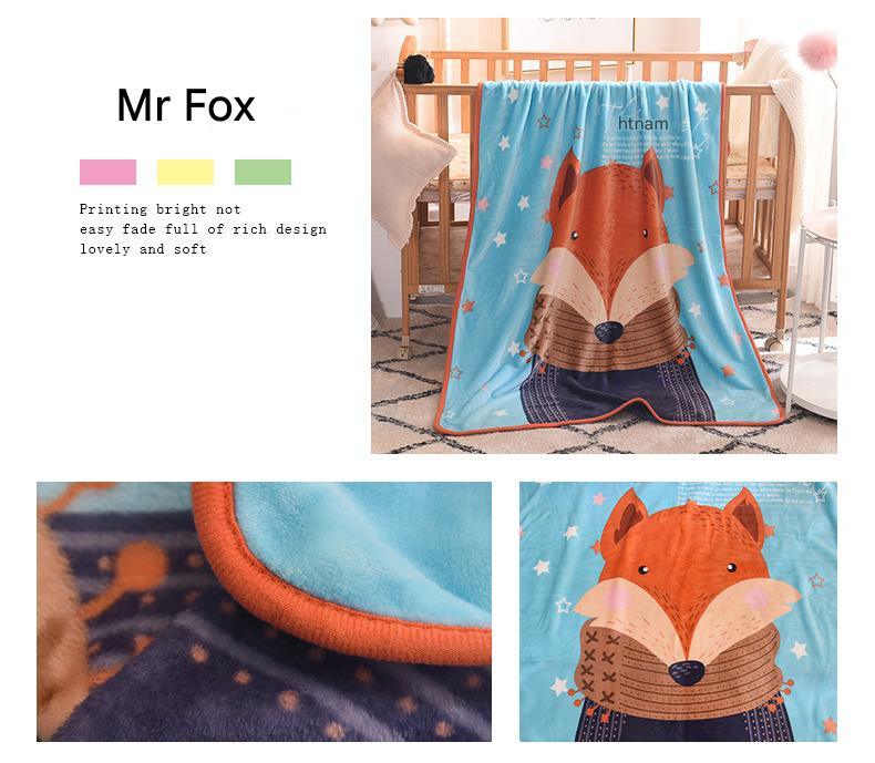 Ultra-Soft Kids Plush Fleece Blanket - Cozy Cartoon Animal Throw for All Seasons (Fox) - Mekamart Australia
