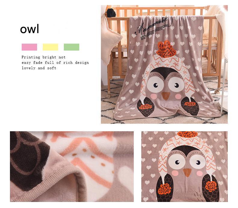 Ultra-Soft Kids Plush Fleece Blanket - Cozy Cartoon Animal Throw for All Seasons (Owl) - Mekamart Australia