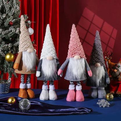 Retractable Leg Christmas Gnome Plush - Adjustable Standing Holiday Decoration(white) - Mekamart Australia